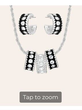 Montana Silver Smiths Silver With Black Crystal Shine Necklace And Earrings Set